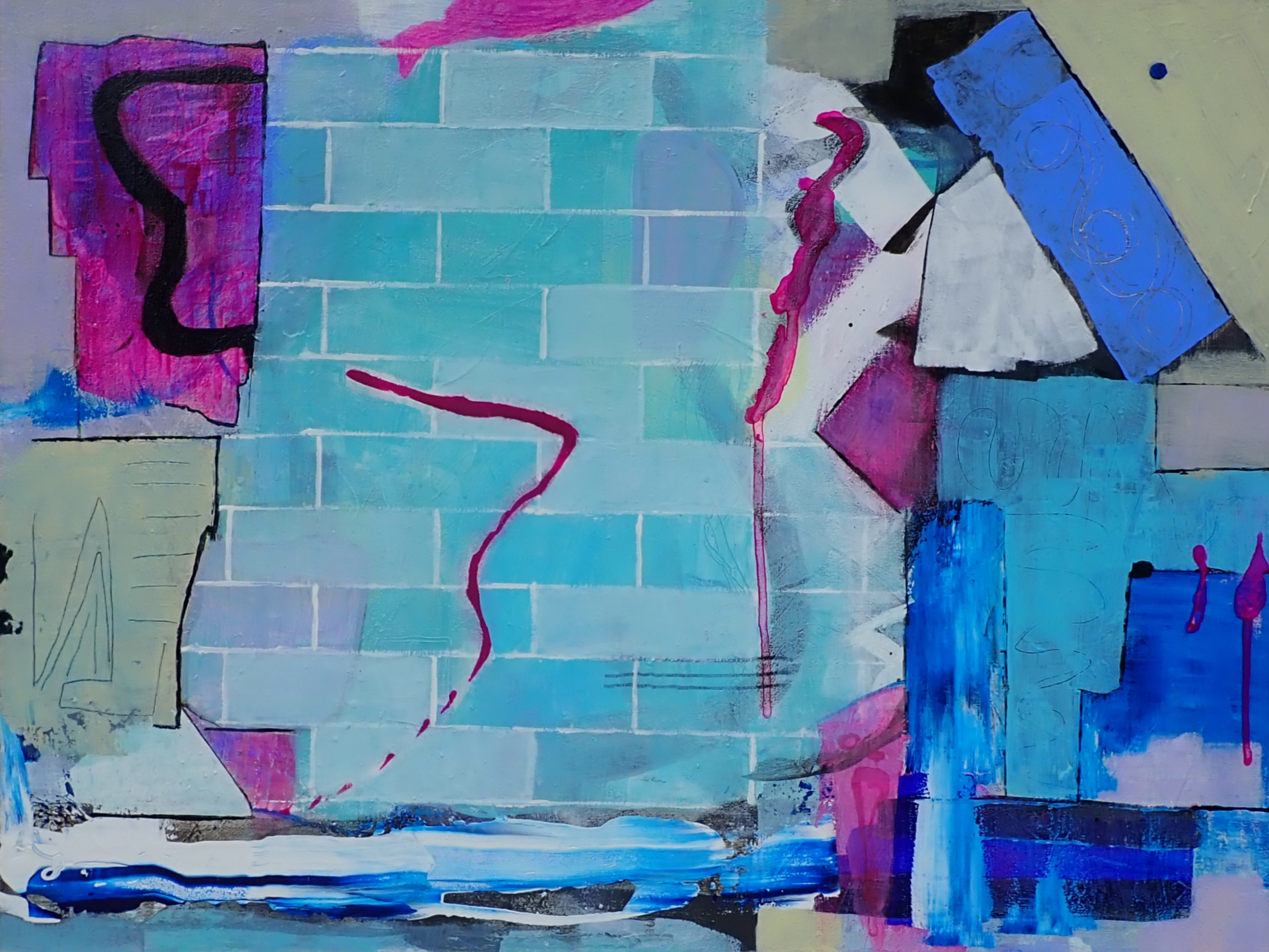 Revealed — abstract acrylic painting 40×30 in by Alene Nitzky, Fort Collins Colorado